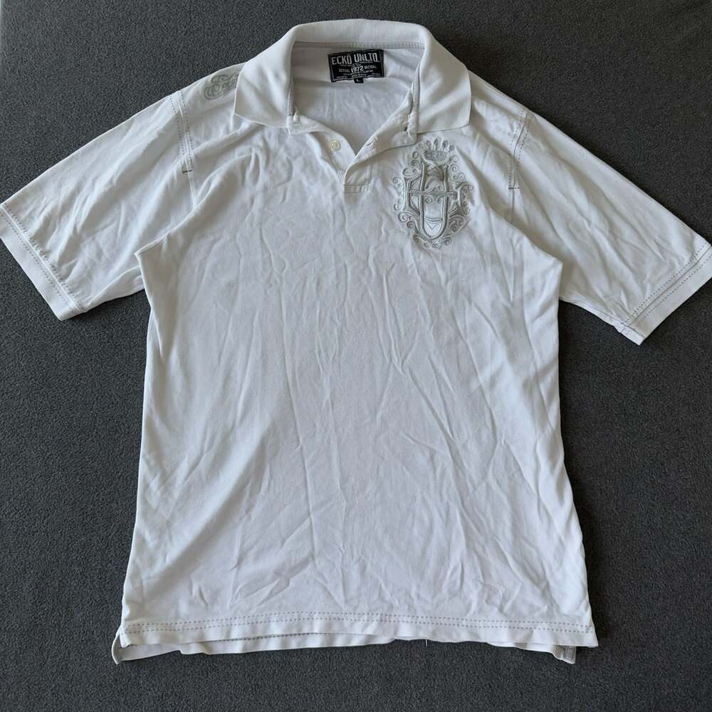 Vintage Ecko Unltd. Embroidered Crest White Polo Shirt